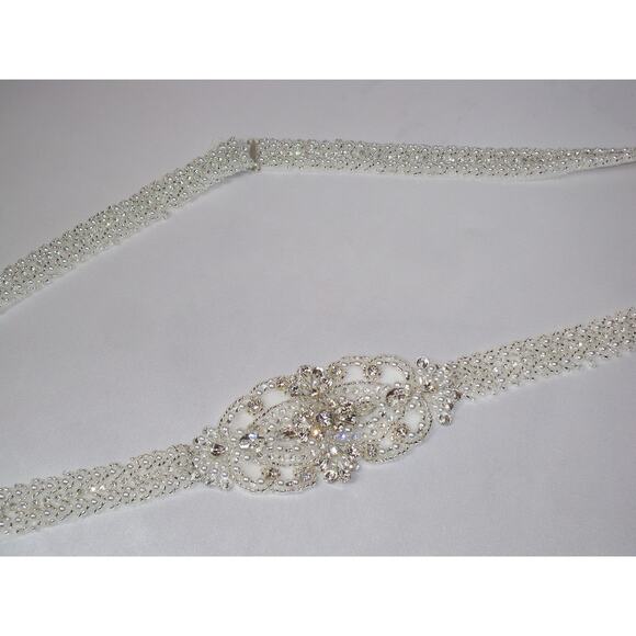 rhinestone beaded bridal belt, beaded sash,  rhinestone wedding dress belt main image 4